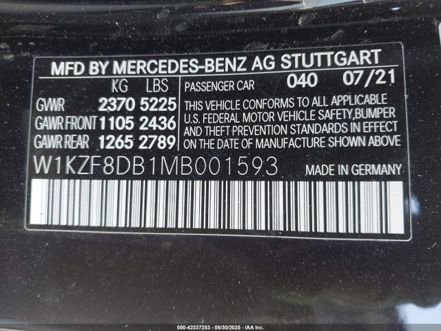W1KZF8DB1MB001593 Mercedes-Benz m264