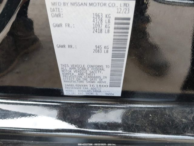 1N4BL4DVXRN363800 Nissan Altima Sv Fwd