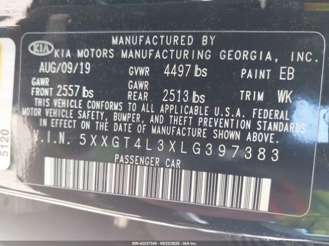 2020 KIA OPTIMA 5XXGT4L3XLG397383 Photo 8
