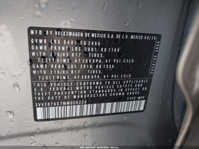 2021 VOLKSWAGEN TIGUAN 3VV2B7AX7MM005224 Photo 8