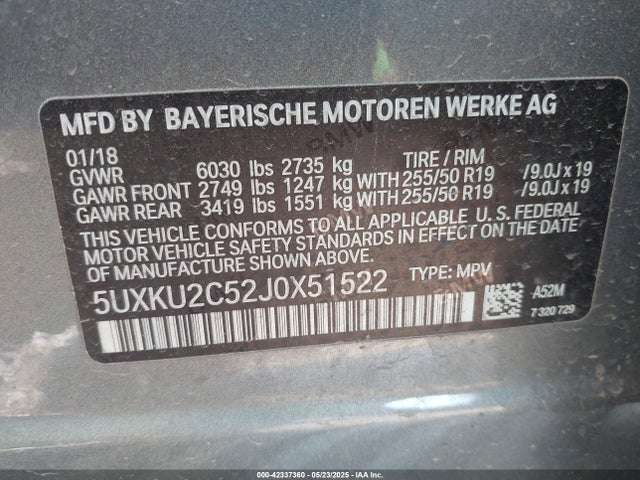 5UXKU2C52J0X51522 BMW X6