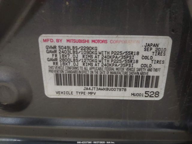 2011 MITSUBISHI OUTLANDER JA4JT3AWXBU007978 Photo 8