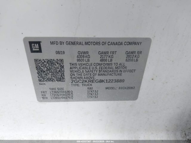 2GC2KREG8K1223889 Chevrolet Silverado 2500hd Wt