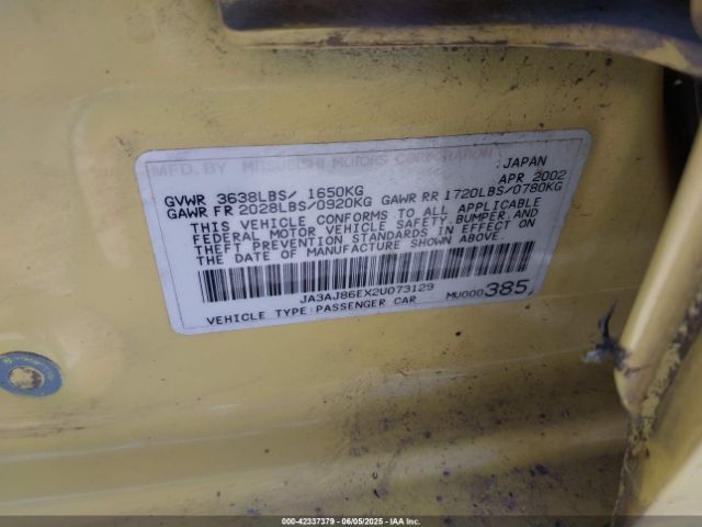 2002 MITSUBISHI LANCER JA3AJ86EX2U073129 Photo 8