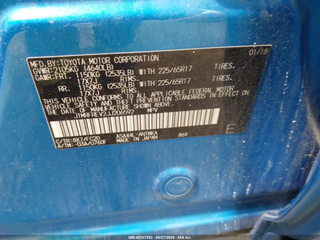 JTMRFREV2JJ206592 Toyota Rav4 Xle