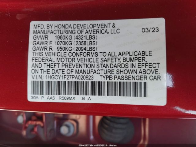 2023 HONDA ACCORD 1HGCY1F27PA020823 Photo 8