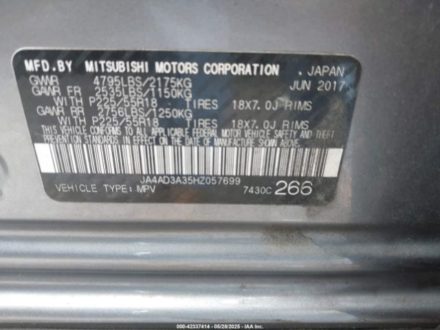 2017 MITSUBISHI OUTLANDER JA4AD3A35HZ057699 Photo 8