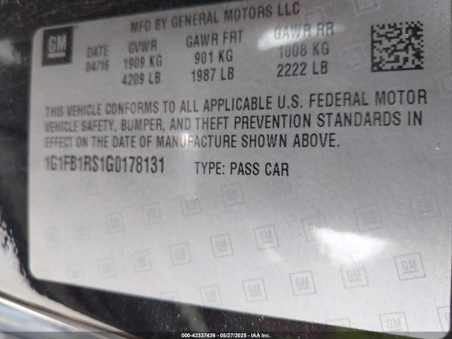 1G1FB1RS1G0178131 Chevrolet lgx - di: direct injection, vvt, alum, gen 2
