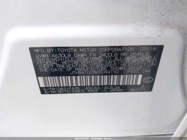 2019 LEXUS IS 300 JTHBA1D28K5084192 Photo 8