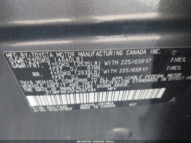 2T3RFREV5FW297494 Toyota 2ar-fe