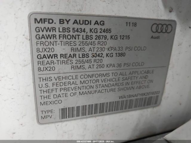 WA1BNAFY6K2016203 Audi Q5 45 Premium