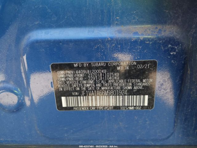 JF1VA1A66M9801924 Subaru WRX