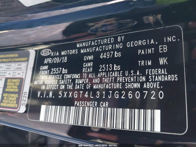5XXGT4L31JG260720 KIA gdi