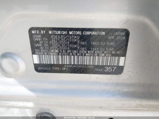 2024 MITSUBISHI OUTLANDER SPORT JA4ARUAU5RU012986 Photo 8