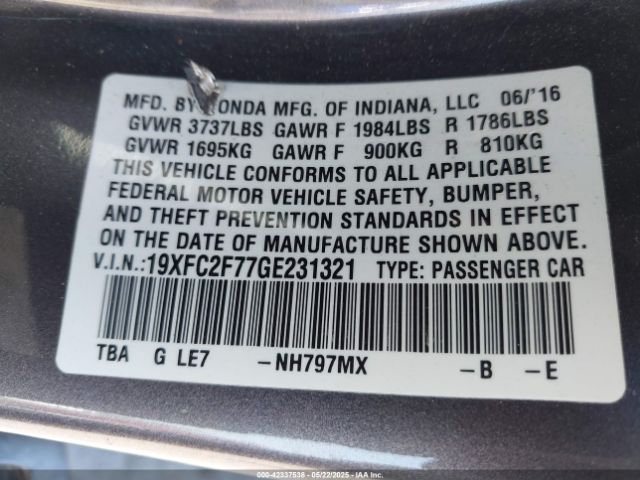 19XFC2F77GE231321 Honda k20c2