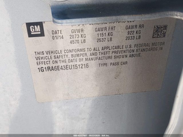 1G1RA6E43EU151216 Chevrolet Volt