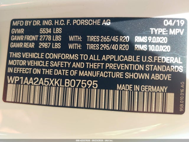 Porsche Macan 2019 WP1AA2A5XKLB07595 Image 9