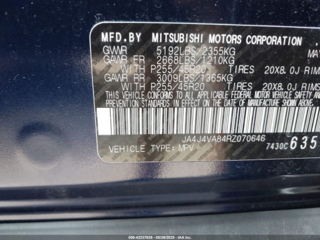 2024 MITSUBISHI OUTLANDER JA4J4VA84RZ070646 Photo 8