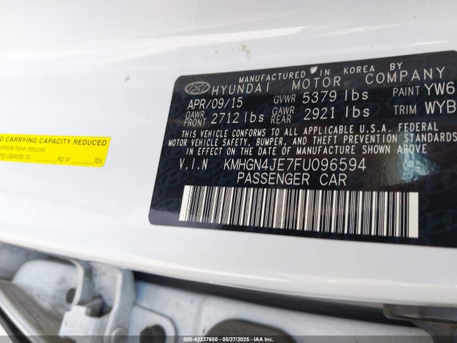 KMHGN4JE7FU096594 Hyundai gasoline 3.8 dohc mpi lambda