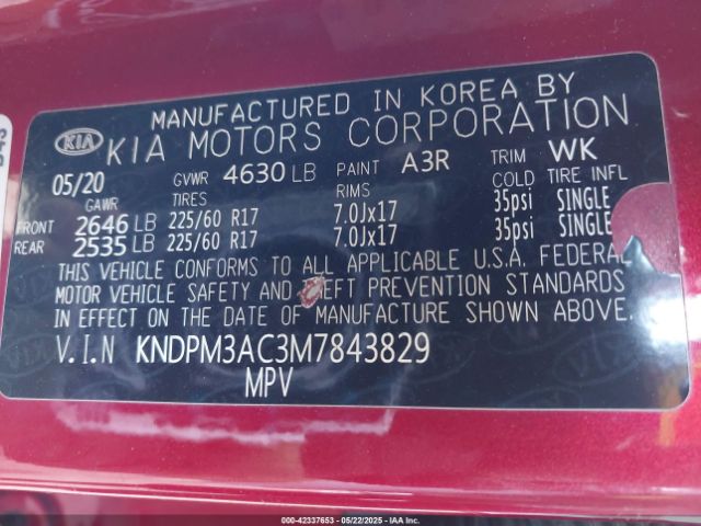 KNDPM3AC3M7843829 KIA gdi theta-ii