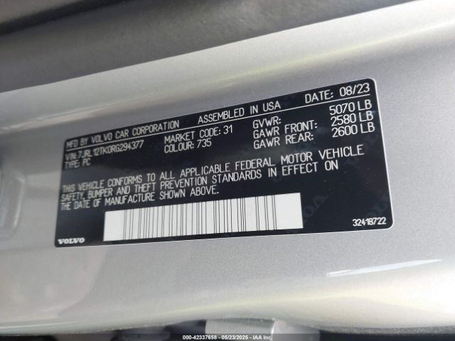 7JRL12TK0RG294377 Volvo S60 B5 Core Dark Theme