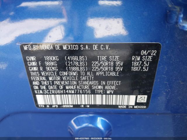 3CZRU6H14NM776156 Honda Hr-v Awd Sport