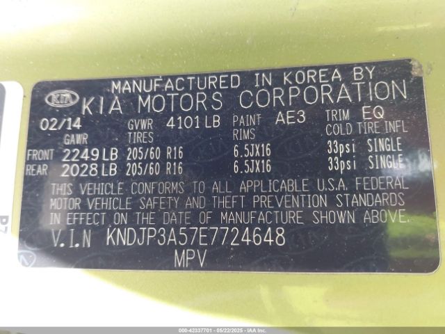 KNDJP3A57E7724648 KIA SOUL +