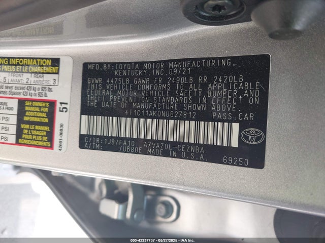 4T1C11AK0NU627812 Toyota CAMRY LE