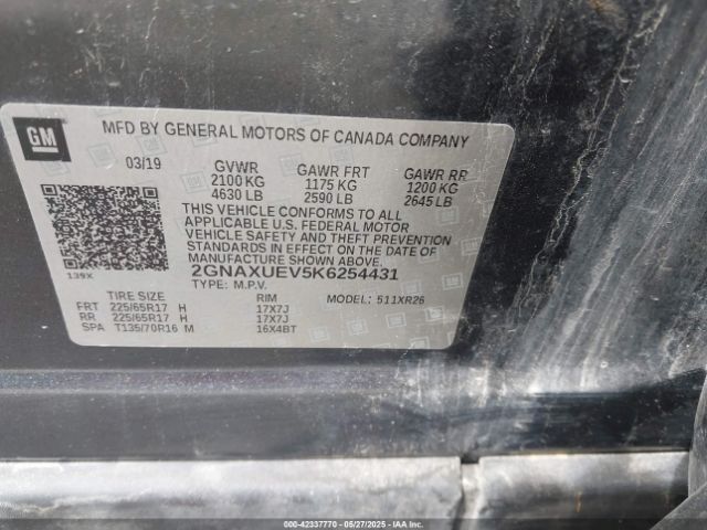 2019 CHEVROLET EQUINOX 2GNAXUEV5K6254431 Photo 8