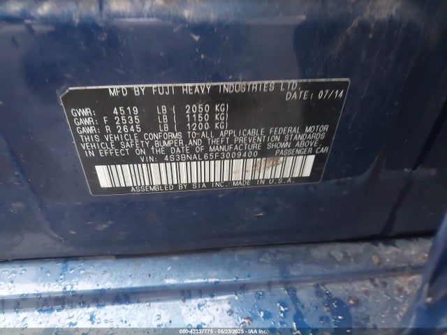 4S3BNAL65F3009400 Subaru Legacy 2.5i Limited