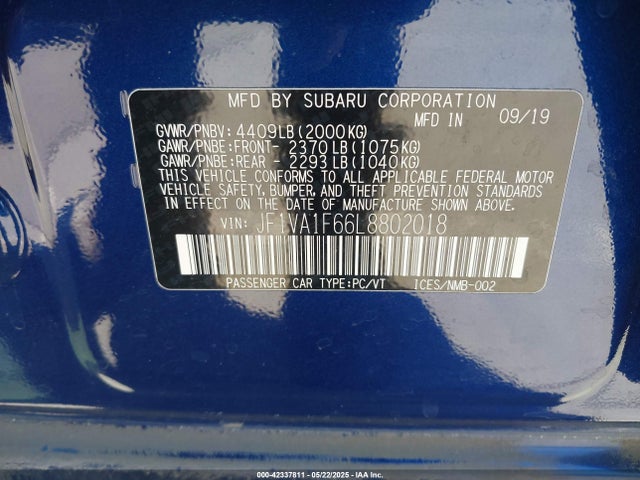 Subaru dib 2020 JF1VA1F66L8802018 Image 9
