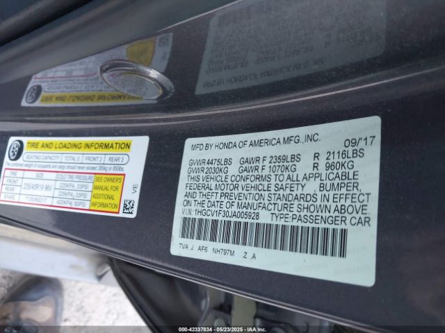 1HGCV1F30JA005928 Honda Accord Sport