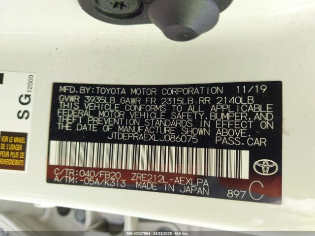 JTDEPRAEXLJ086075 Toyota 2zr-fae