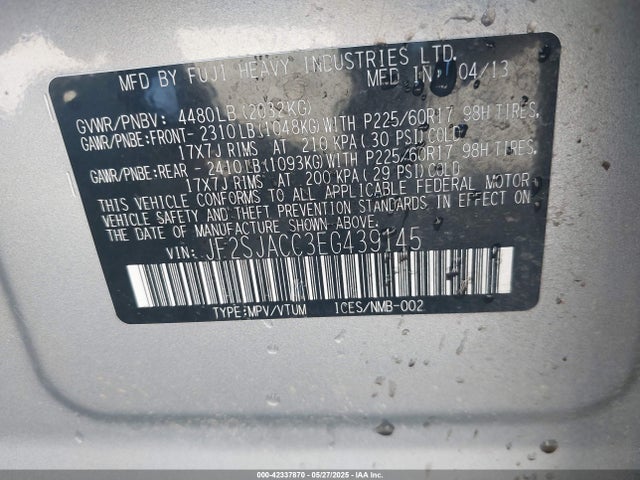 JF2SJACC3EG439145 Subaru 2.5na u5
