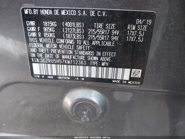 3CZRU5H57KM712363 Honda r18z9