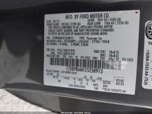 2014 FORD MUSTANG 1ZVBP8AM1E5258913 Photo 8