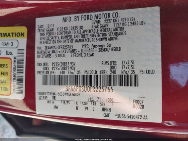 3FA6P0SU0FR225765 Ford 2015