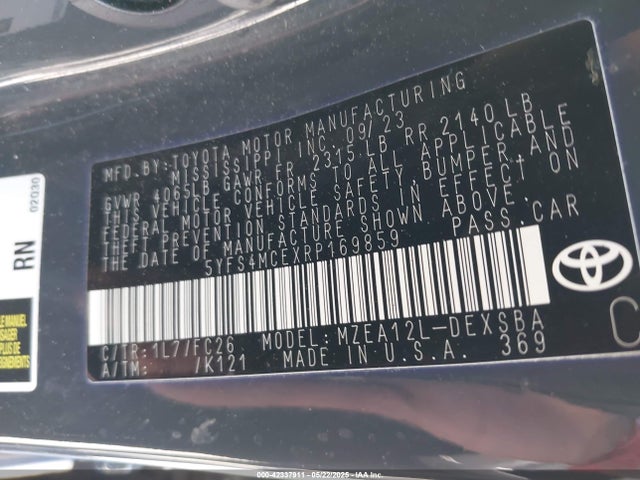 5YFS4MCEXRP169859 Toyota COROLLA SE
