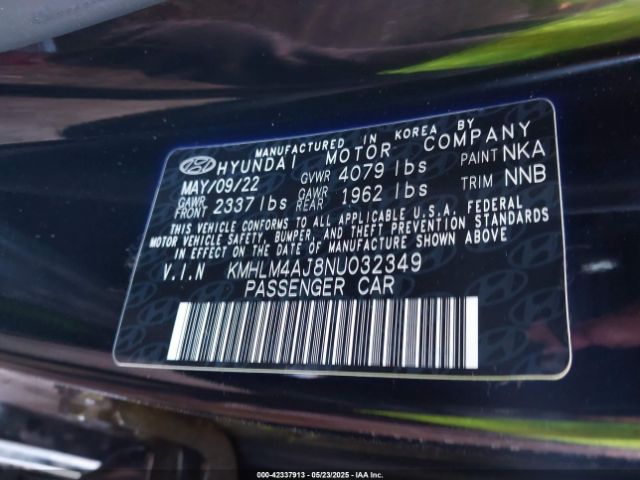 KMHLM4AJ8NU032349 Hyundai gdi kappa