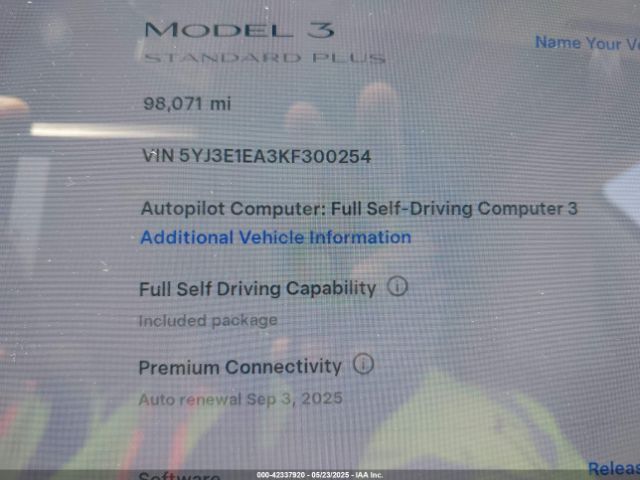 2019 TESLA MODEL 3 5YJ3E1EA3KF300254 Photo 8
