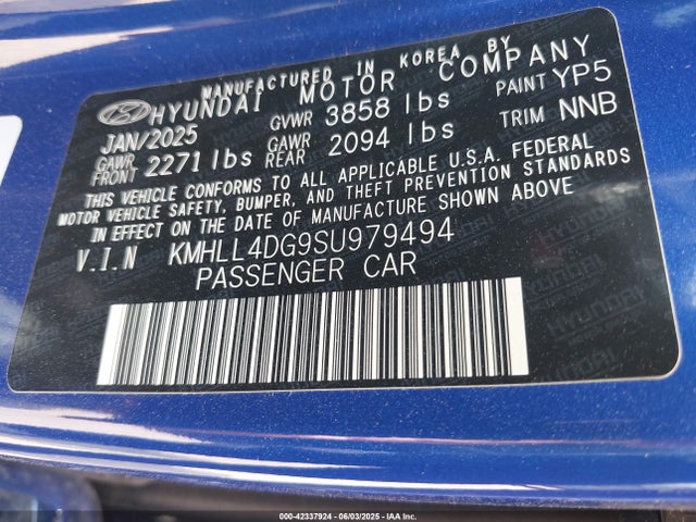 KMHLL4DG9SU979494 Hyundai mpi nu pe