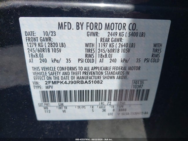 Ford EDGE SEL 2024 2FMPK4J90RBA51082 Image 9