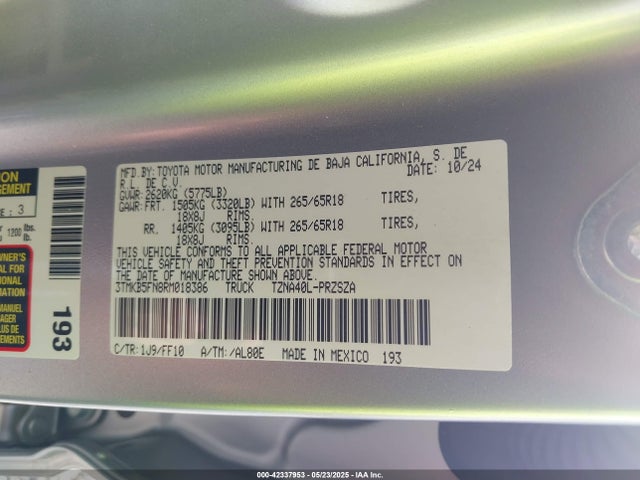 Toyota t24a-fts 2024 3TMKB5FN8RM018386 Image 9