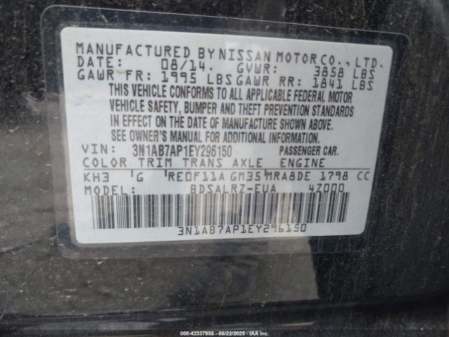 3N1AB7AP1EY296150 Nissan SENTRA SR