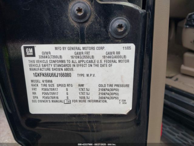 2006 GMC YUKON XL 1500 1GKFK66U66J166080 Photo 8