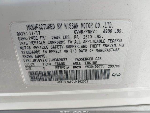 JN1EV7AP7JM362027 Infiniti Q50 3.0t Luxe