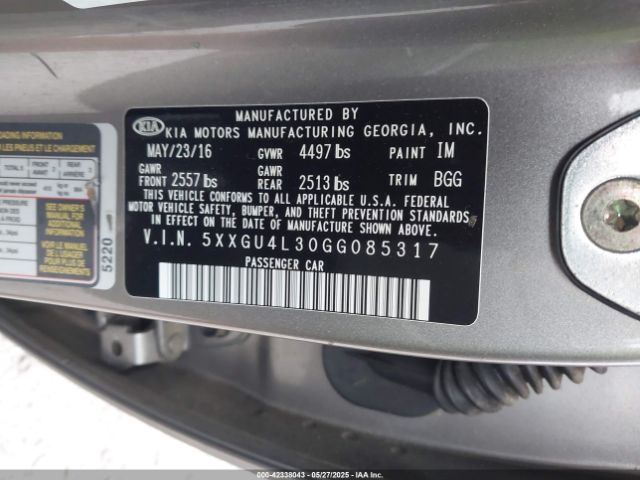 5XXGU4L30GG085317 KIA OPTIMA EX