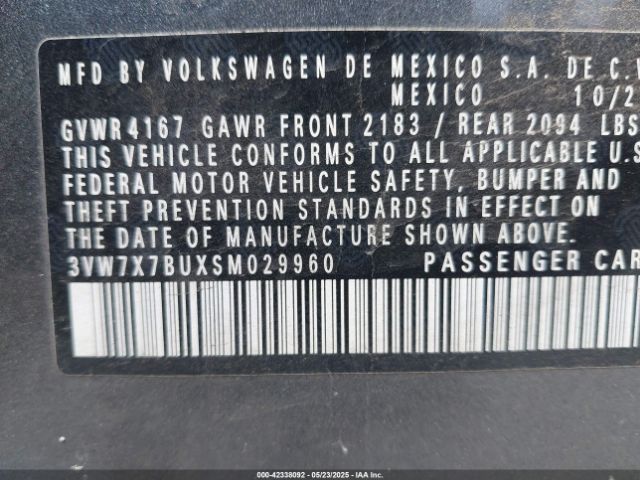 3VW7X7BUXSM029960 Volkswagen Jetta 1.5t Se