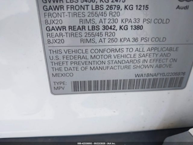 WA1BNAFY0J2205976 Audi 2018