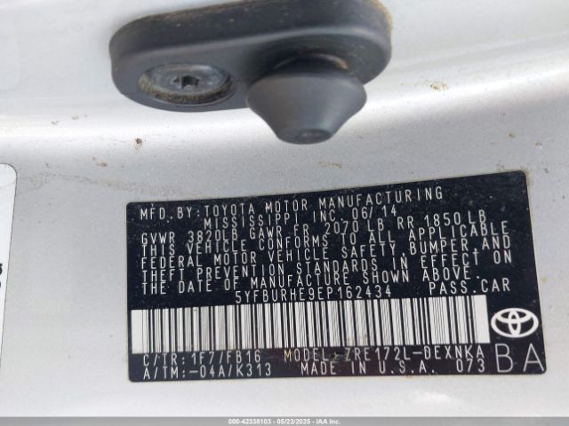 5YFBURHE9EP162434 Toyota Corolla L/le/le Plus/le Premium/s/s Plus/s Premium